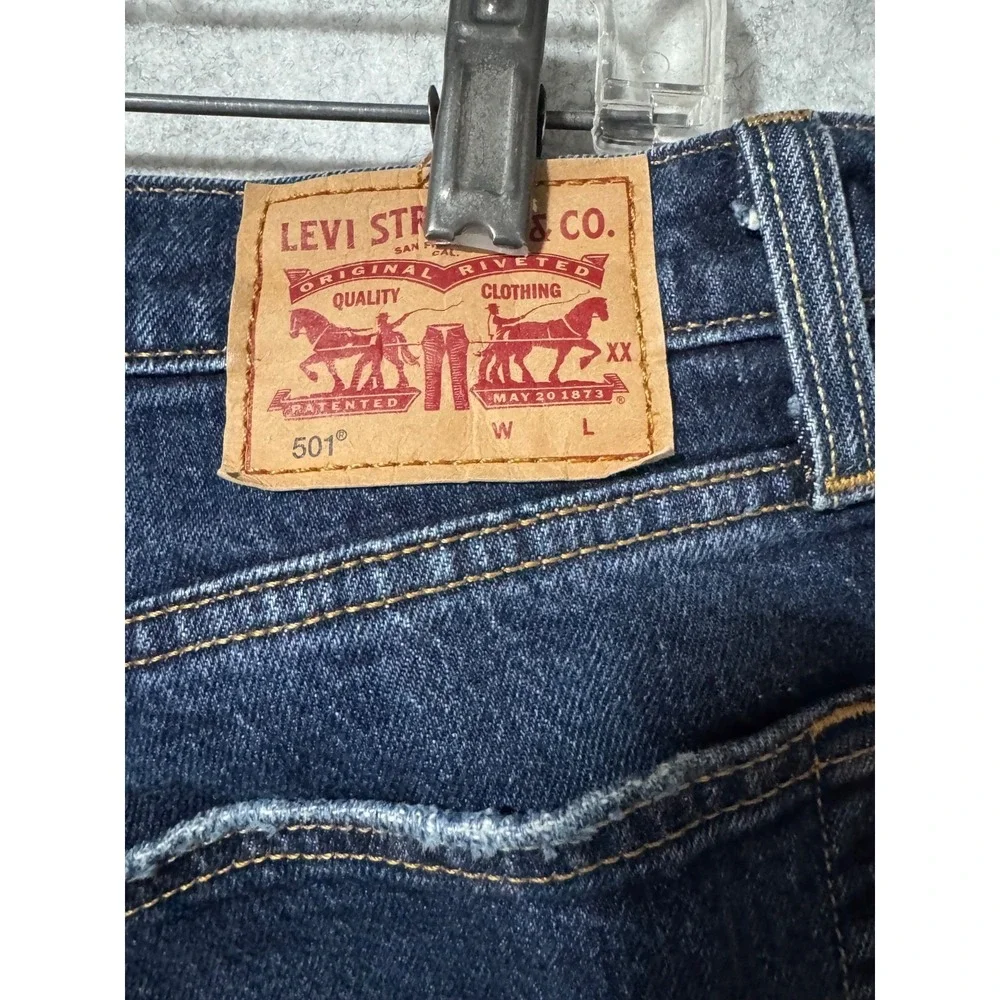Levi's 501 Women's 31x26 Distressed Straight Leg Denim Dark Wash Ankle